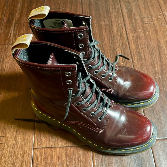 Dr. Martens Dark Cherry Red Vegan Boots - Picture 2 of 9